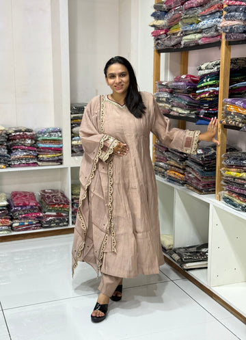 ROUND KURTI PANT DUPATTA (MAL CHANDERI)