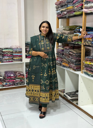 ROUND KURTI PANT DUPATTA (CAMRIC COTTON)