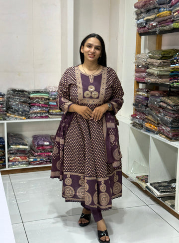 ROUND KURTI PANT DUPATTA (CAMRIC COTTON)