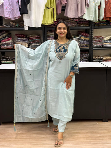 STRAIGHT KURTI PANT DUPATTA (SOFT SILK)