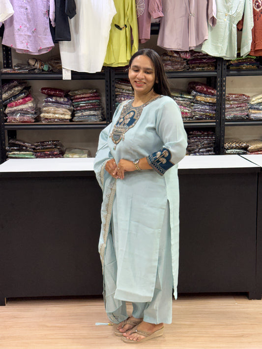 STRAIGHT KURTI PANT DUPATTA (SOFT SILK)