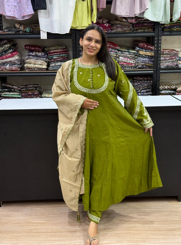 ROUND KURTI PANT DUPATTA (ROMAN SILK)