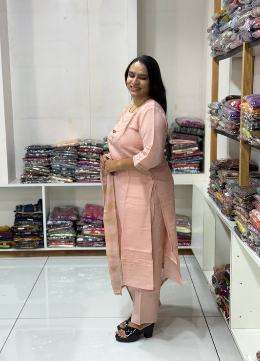STRAIGHT KURTI PANT DUPATTA (SOFT SILK)