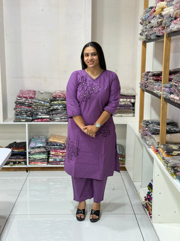 STRAIGHT KURTI PLAZO (DHABU COTTON)