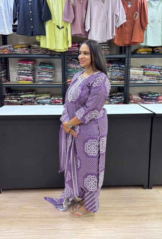 STRAIGHT KURTI PLAZO DUPATTA (MAGIC COTTON)