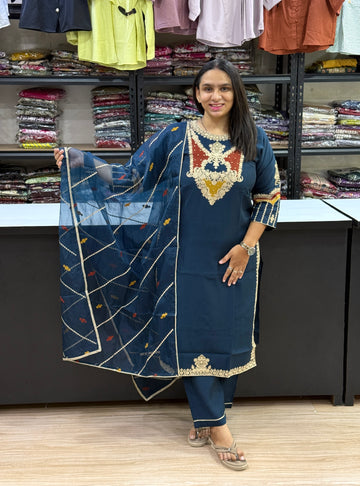 STRAIGHT KURTI PANT DUPATTA (SILK)