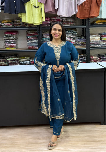 STRAIGHT KURTI PANT DUPATTA (SILK)
