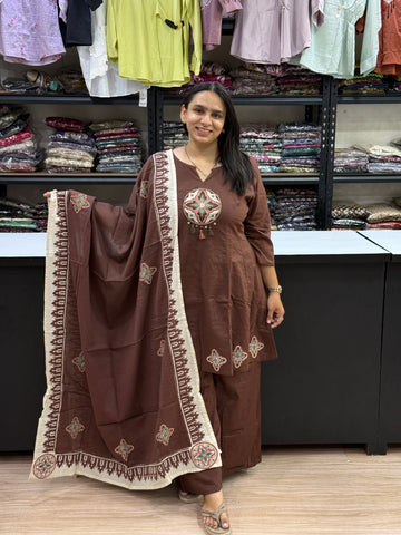 SHORT KURTI PLAZO DUPATTA (PURE COTTON)