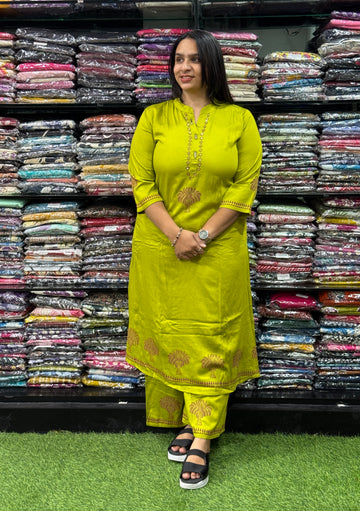 ALINE KURTI WITH PLAZO (GAJI SILK,WITH WORK)