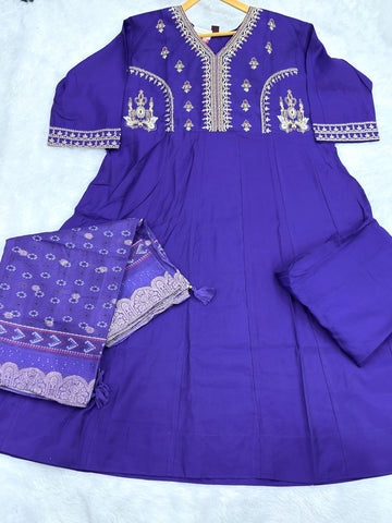 KURTI PANT DUPATTA (ROOMAN SILK ,WITH WORK)
