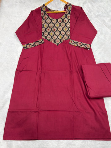 STRAIGHT KURTI PANT (DHABU COTTON,WITH WORK)