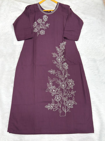 STRAIGHT KURTI (POLY COTTON,WITH WORK)