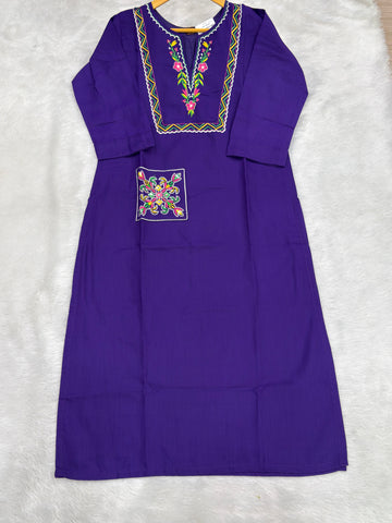 STRAIGHT KURTI (POLY COTTON,WITH WORK)