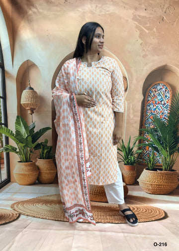 STRAIGHT KURTI PANT DUPATTA (PURE COTTON (COTTON LINING))