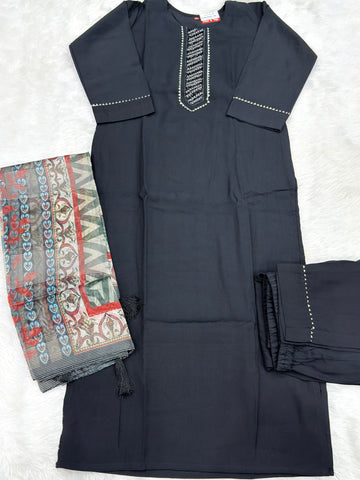 STRAIGHT KURTI PANT DUPATTA (ROMAN SILK WITH WORK)