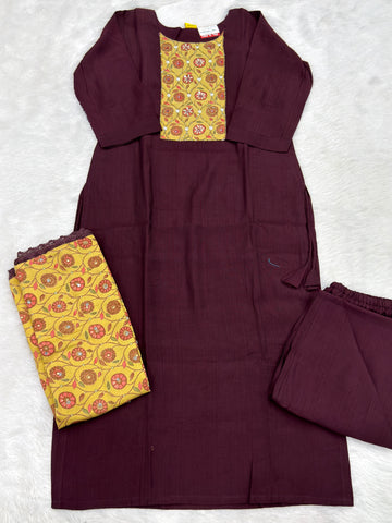 STRAIGHT KURTI PANT DUPATTA (VATICAN SILK WITH WORK)