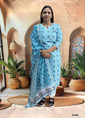 STRAIGHT KURTI PANT DUPATTA (PURE COTTON (COTTON LINING) )