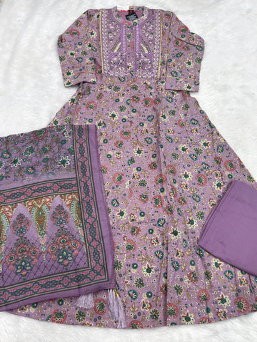 ROUND KURTI PANT DUPATTA (PURE CAMRIC COTTON)