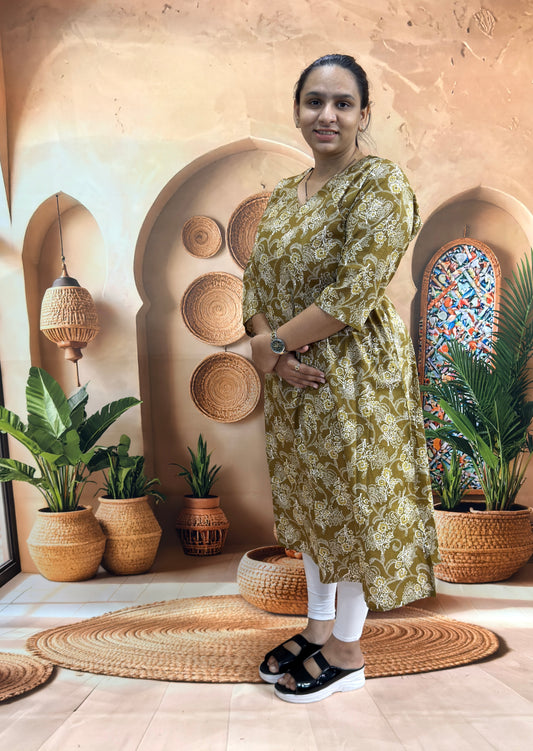 ALINE SINGLE KURTI (PURE CAMRIC COTTON)