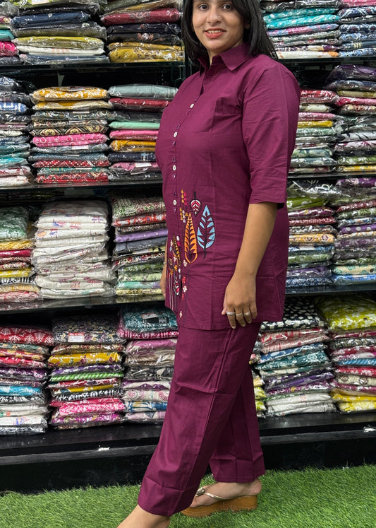 ALINE TUNIC WITH PENT (CAMRIC COTTON,EMBROIDERY)