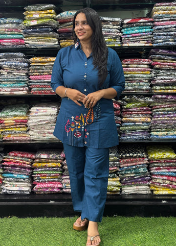 ALINE TUNIC WITH PENT (CAMRIC COTTON,EMBROIDERY)