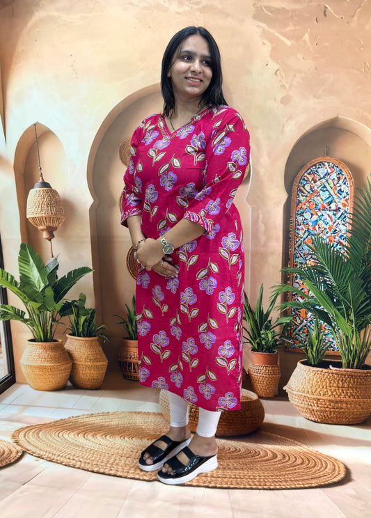 ALINE SINGLE KURTI (PURE CAMRIC COTTON)