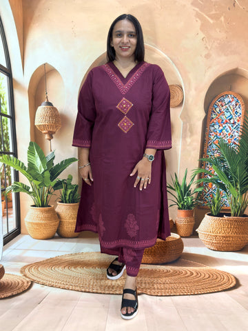 ALINE KURTI WITH PLAZO (DABHU COTTON) (WITH WORK)