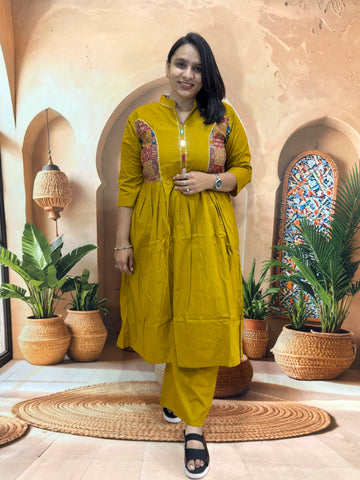 ROUND KURTI WITH PLAZO (DABHU COTTON) (WITH WORK)