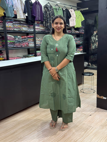 ALINE KURTI PLAZO (DABHU COTTON) (WITH WORK)
