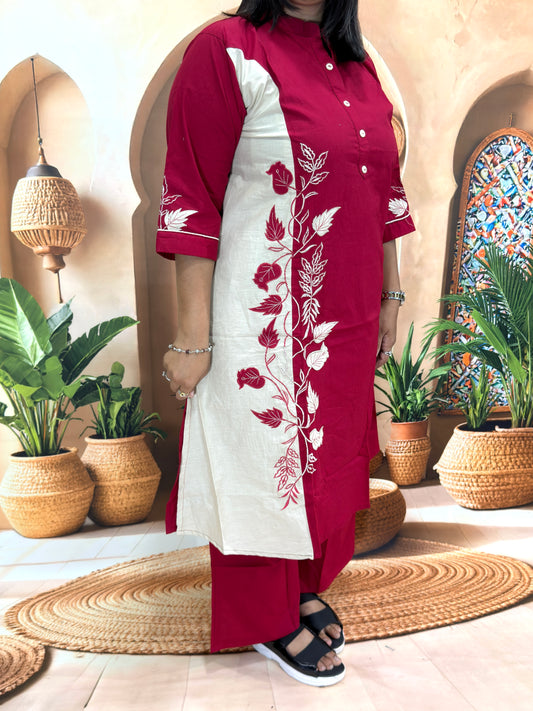 ALINE KURTI WITH PLAZO (DABHU COTTON) (WITH WORK)