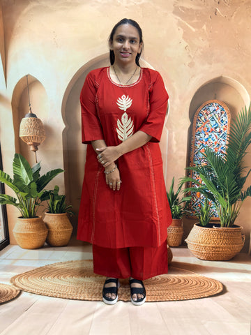 ALINE KURTI WITH PLAZO (DABHU COTTON) (WITH WORK)