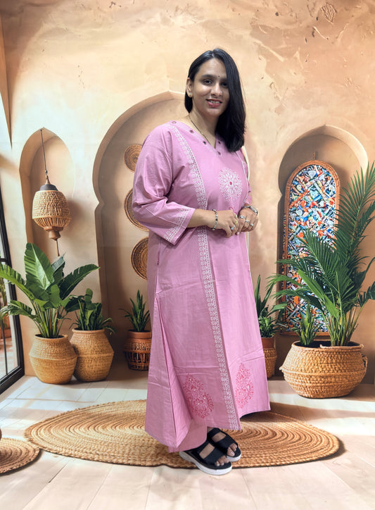 ALINE KURTI PLAZO (DHABU COTTON) WITH WORK