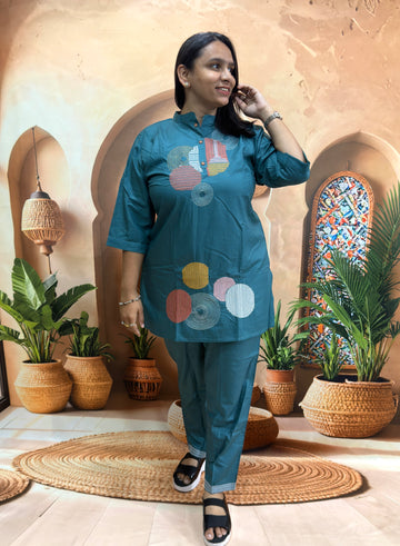STRAIGHT TUNIC WITH PANT (HEAVY RAYON) (WITH WORK)