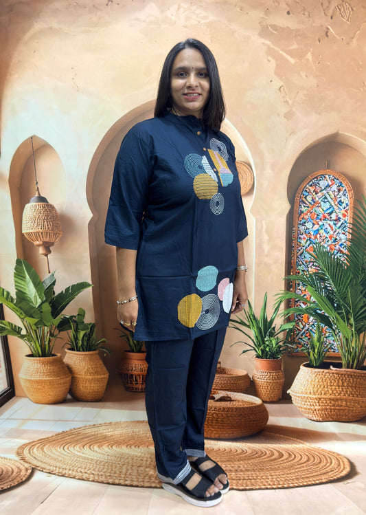 STRAIGHT TUNIC WITH PANT (HEAVY RAYON) (WITH WORK)