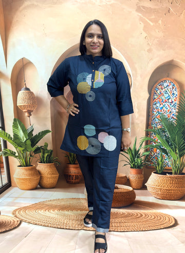 STRAIGHT TUNIC WITH PANT (HEAVY RAYON) (WITH WORK)