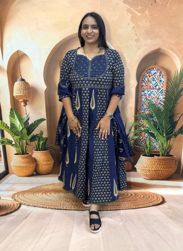 ROUND KURTI PANT DUPATTA (CAMRIC COTTON) (WITH WORK)