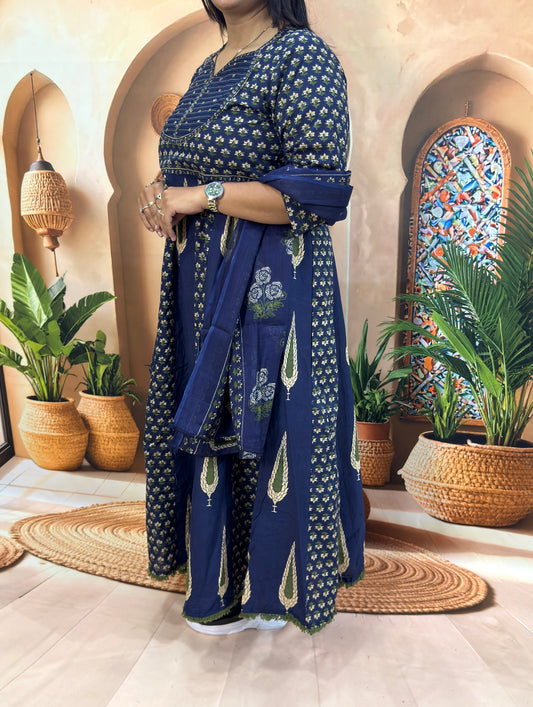 ROUND KURTI PANT DUPATTA (CAMRIC COTTON) (WITH WORK)