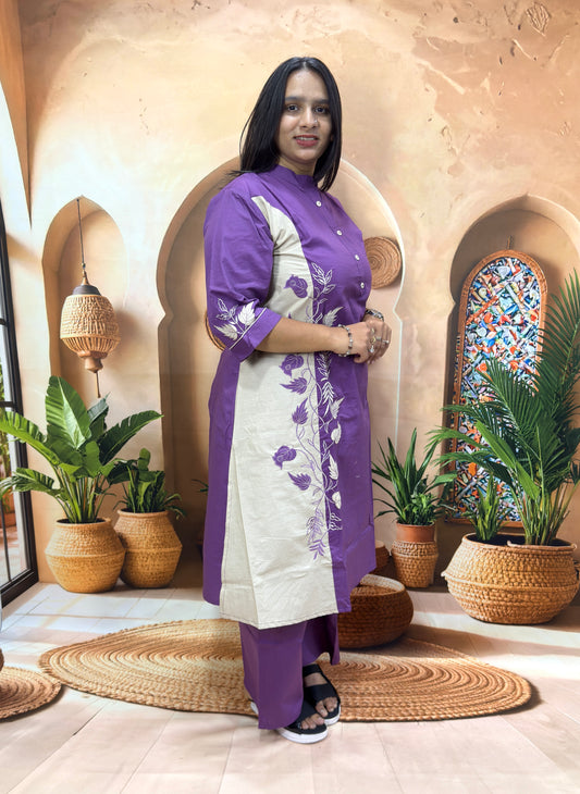 ALINE KURTI WITH PLAZO (DABHU COTTON) (WITH WORK)