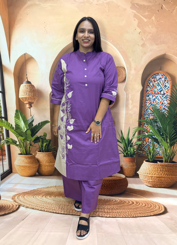 ALINE KURTI WITH PLAZO (DABHU COTTON) (WITH WORK)