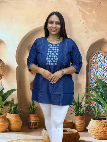 STRAIGHT TUNIC (DENIM) (WITH WORK)