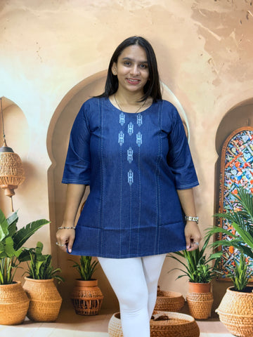 STRAIGHT TUNIC (DENIM) (WITH WORK)