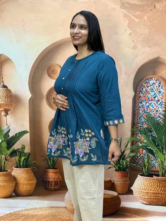 STRAIGHT TUNIC (PURE CAMRIC COTTON) (WITH WORK)
