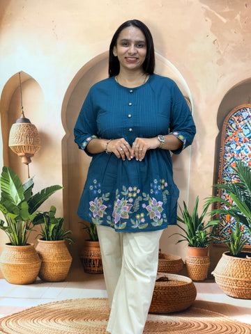 STRAIGHT TUNIC (PURE CAMRIC COTTON) (WITH WORK)