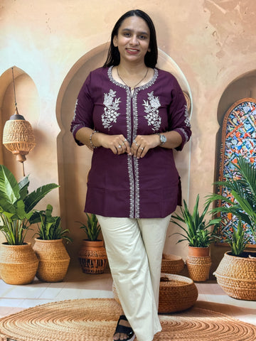 STRAIGHT TUNIC (FLEX COTTON) (WITH WORK)