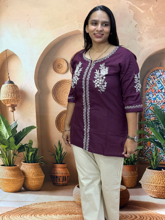 STRAIGHT TUNIC (FLEX COTTON) (WITH WORK)