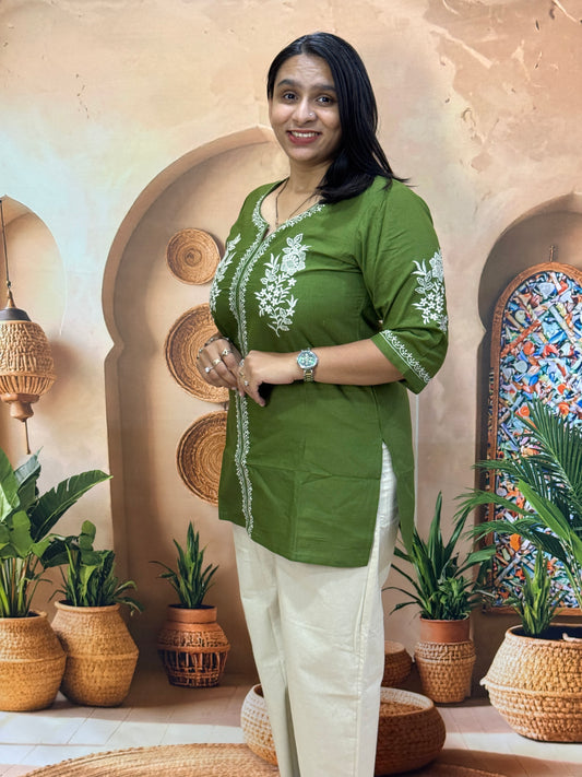 STRAIGHT TUNIC (FLEX COTTON) (WITH WORK)