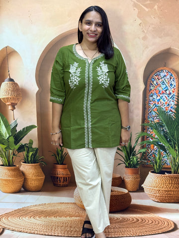 STRAIGHT TUNIC (FLEX COTTON) (WITH WORK)