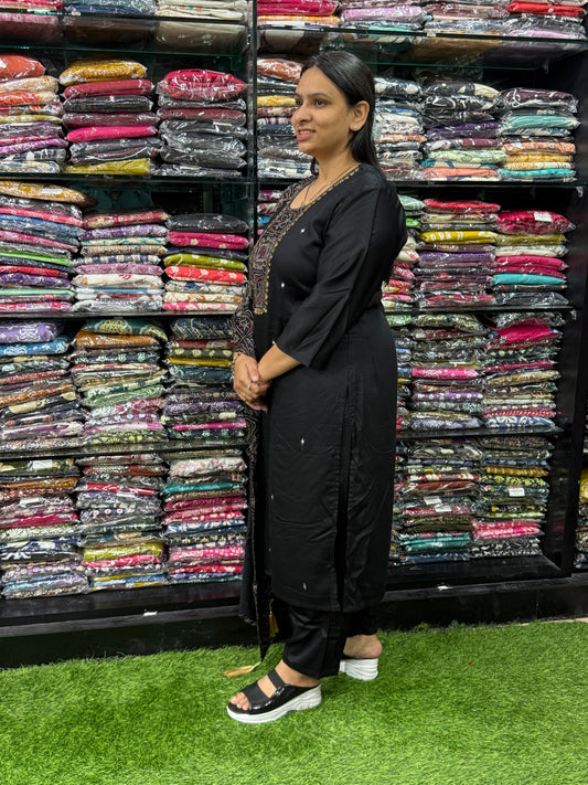 STRAIGHT KURTI PANT DUPATTA (GAJI SILK(COTTON LINING),WITH WORK)