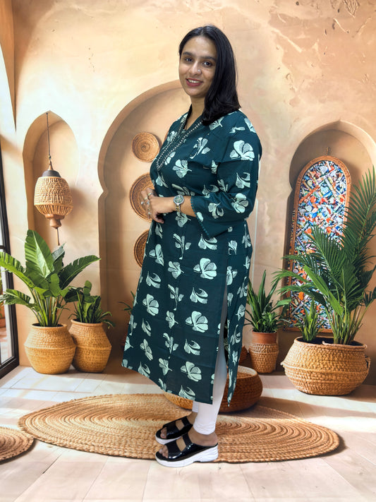 STRAIGHT KURTI (PURE CAMRIC COTTON) (WITH WORK)