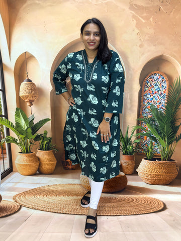 STRAIGHT KURTI (PURE CAMRIC COTTON) (WITH WORK)